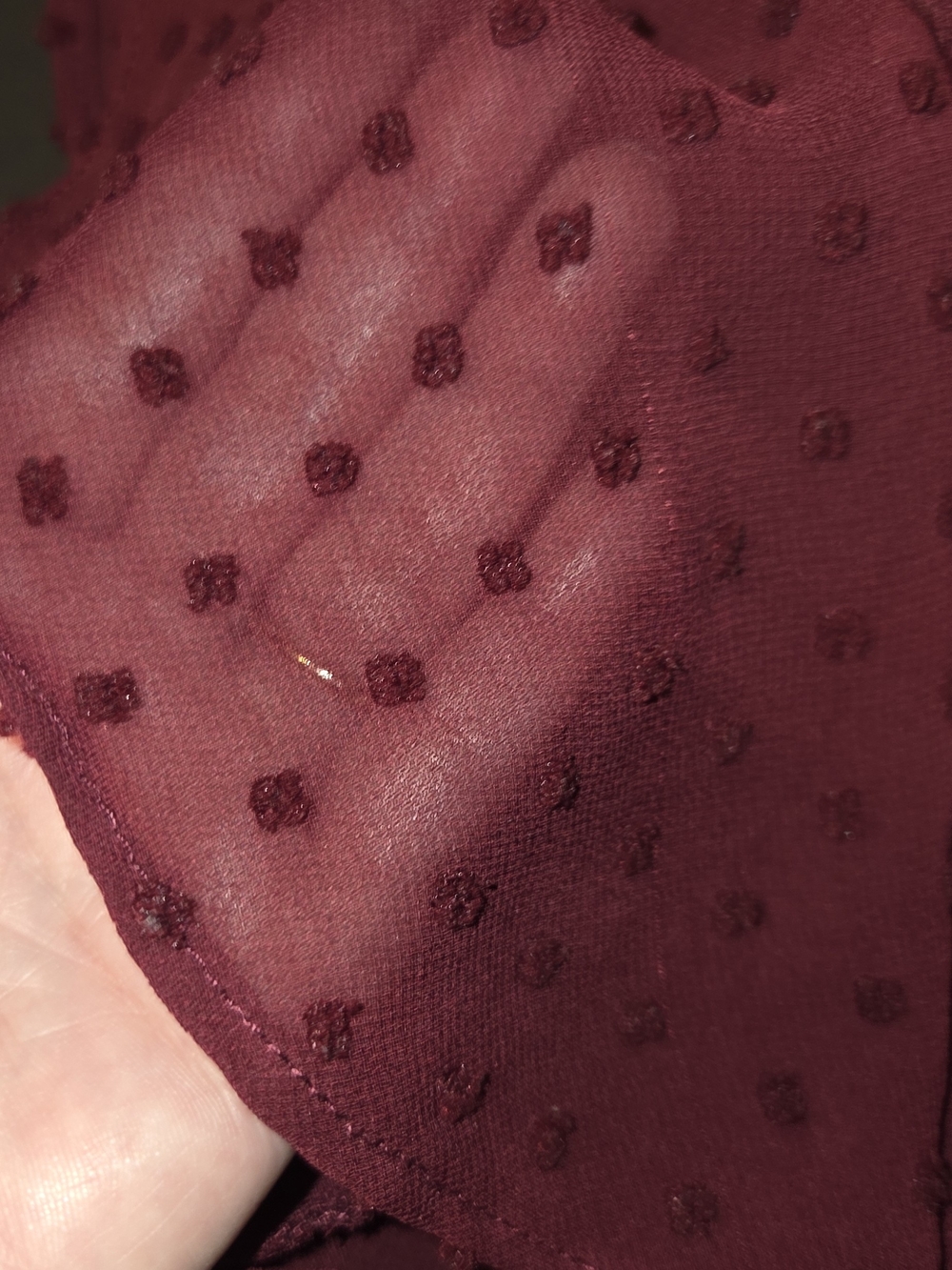 Adrianna Papell Burgundy Ruffled Flutter Sleeve Tie-Neck Blouse - Picture 4 of 6